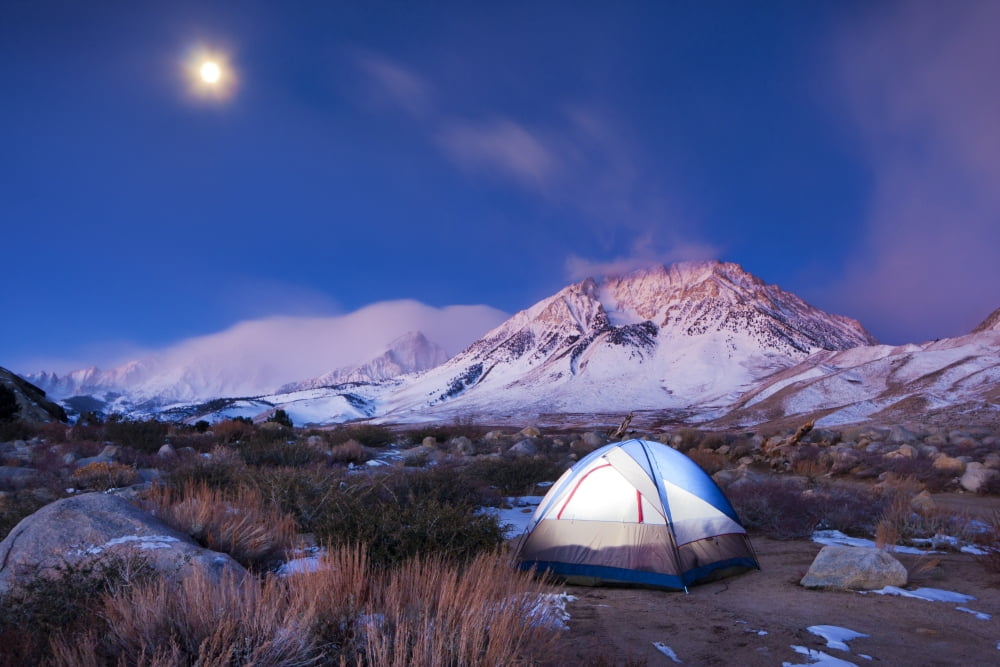 Camping in the Mountains Canvas Art - Design Pics Vibe Design Pics (17 x 11)
