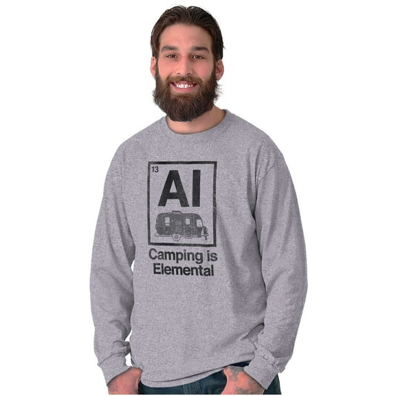 Camping is Elemental Ironic RV Plus Size Long Sleeve Graphic Tee Shirt Brisco Brands 3X