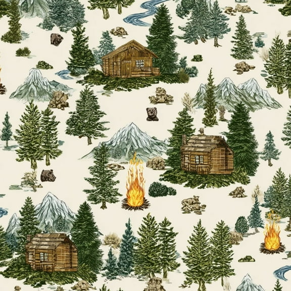 CampingPeel and Stick Wallpaper 17.7in x 9.8ft Vintage Mountain Cabin Wilderness Fire Forest Elements Contact Paper Vinyl Waterproof Self Adhesive Wall Paper for Bedroom Shelf Cabinet Renter Friendly