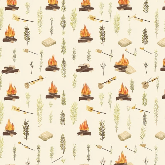 CampingPeel and Stick Wallpaper 23.6in x 9.8ft Campfire Nature Elements Flames Sticks Herbs Contact Paper Vinyl Waterproof Self Adhesive Wall Paper for Bedroom Shelf Cabinet Renter Friendly