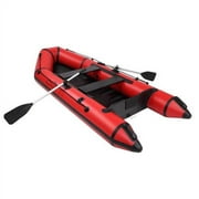 Campingsurvivals 10ft Inflatable Boat, 3 Separate Air Chambers Dinghy Boat Kit, Red/Black