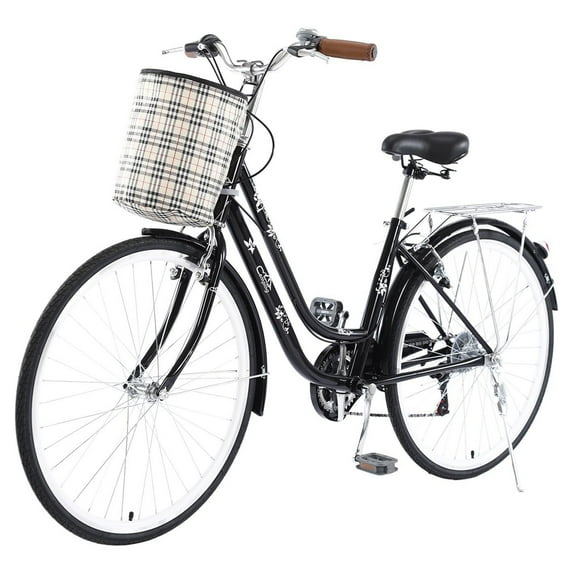 Campingsurvivals City Commuter Bike, with 7 Speed, for Men & Women, Black