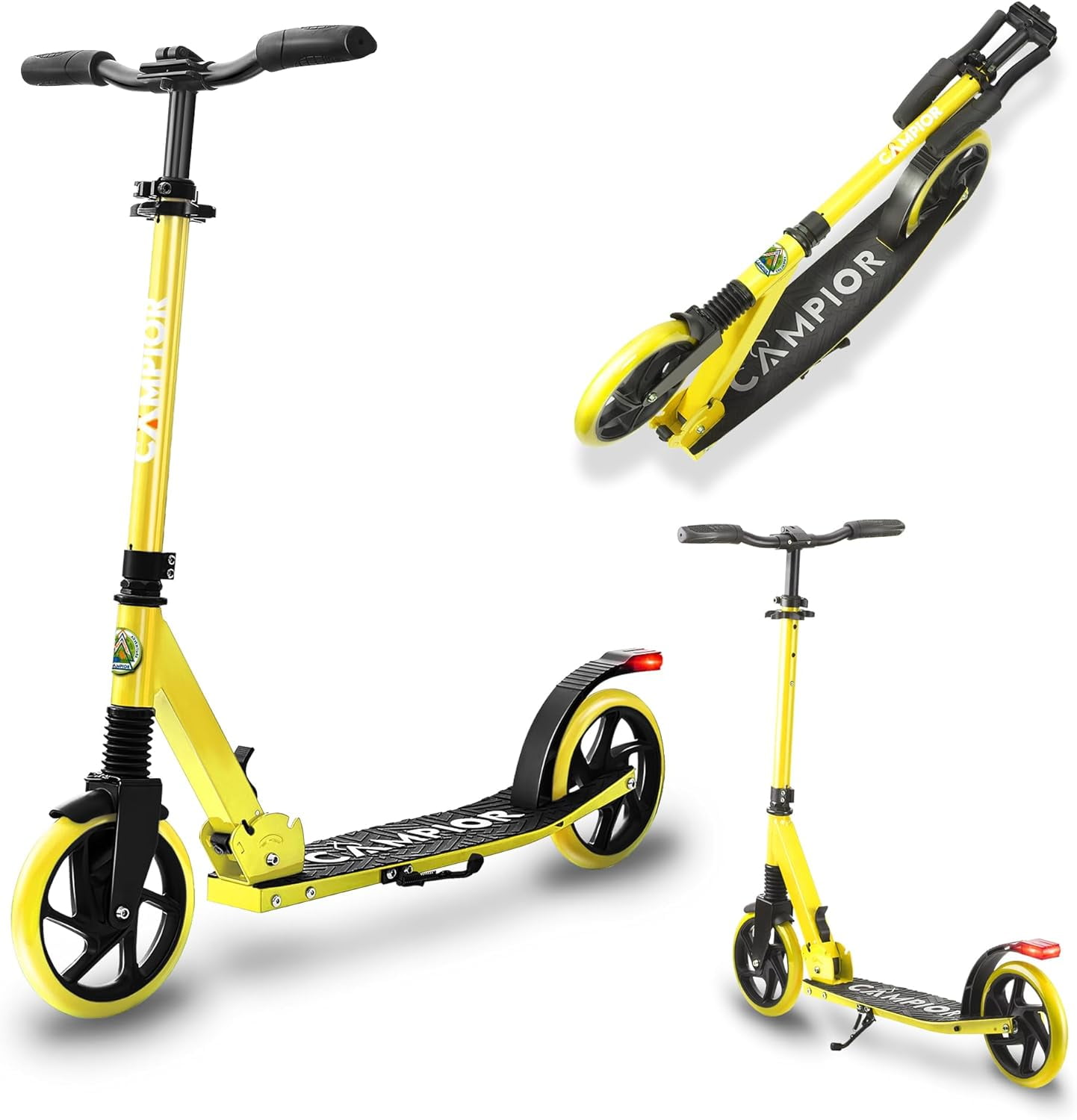 Campior Kick Scooter for Ages 6 For Kids Teens and Adults Max Load 240 LBS Foldable 8 inch Big Wheels for Kids and Adults With Kickstand 3 Adjustable Levels Child Safety Approved Yellow Walmart