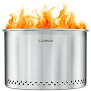 Campior Large Smokeless Wood Burning Fire Pit Stove, Stainless Steel with Ash Pan, for Camping & Cooking