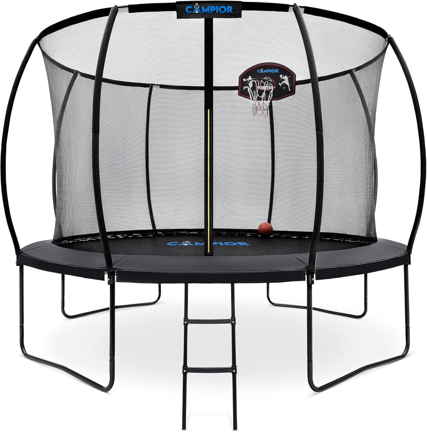 Campior Pumpkin Trampoline with Hoop & Enclosure – Durable, Safe, Waterproof, Backyard Fun - Black 10FT