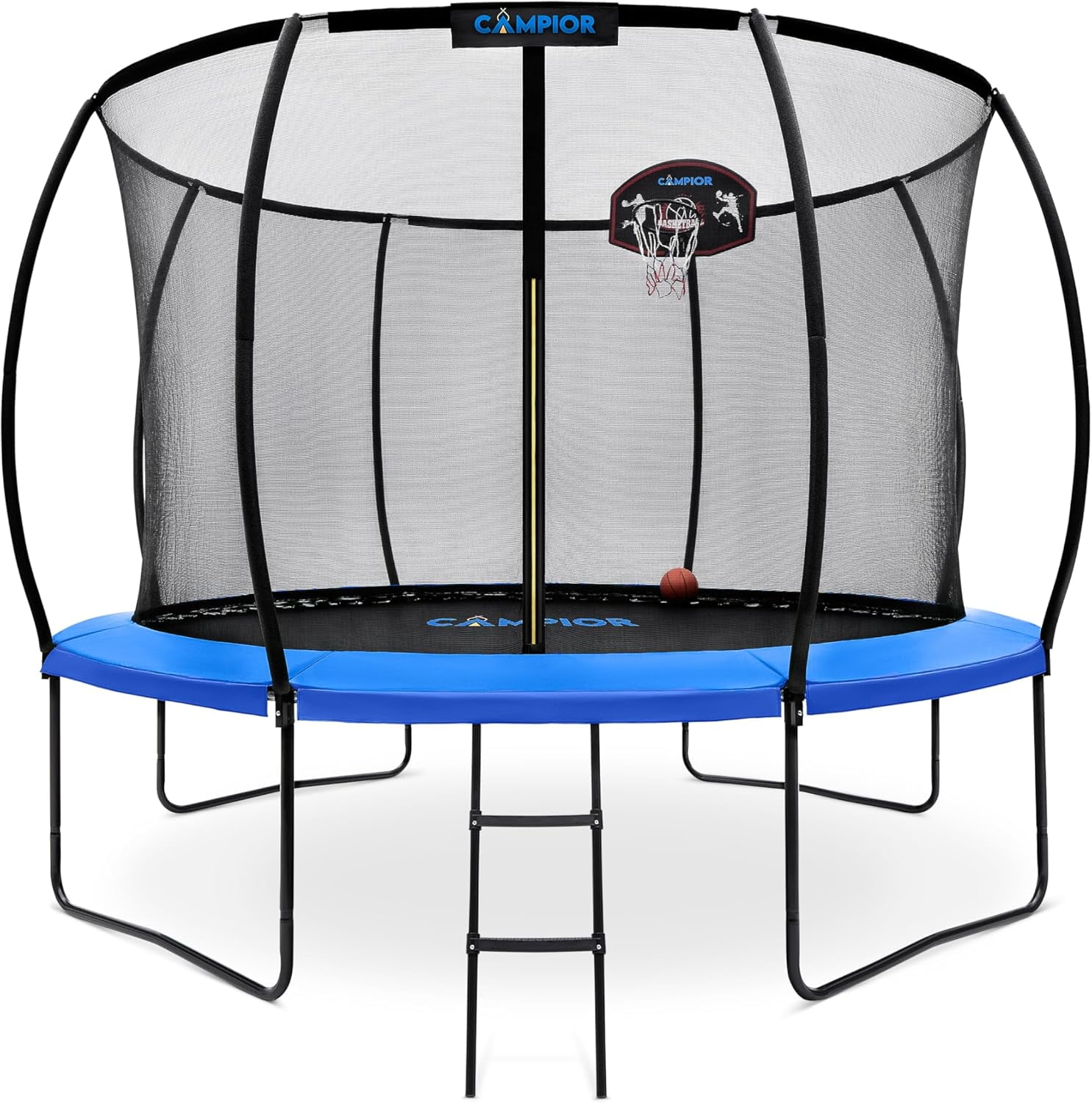 Campior Pumpkin Trampoline with Hoop & Enclosure – Durable, Safe, Waterproof, Backyard Fun - Blue 10FT