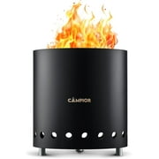 Campior Smokeless Wood Burning Fire Pit Stove, Stainless Steel with Ash Pan, Stand & Carry Bag - 6 Inch Graphite