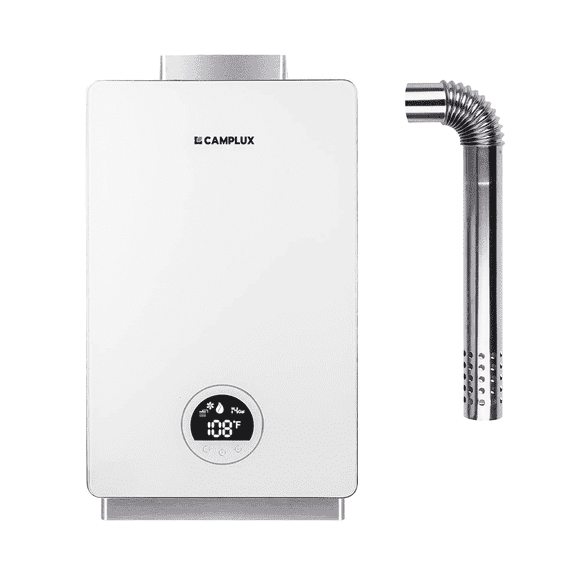 CAMPLUX 3.18GPM 82,000BTU Propane Indoor Tankless Water Heater For 2-3 Points Use, With Horizontal Vent Pipe, CA318W-LP