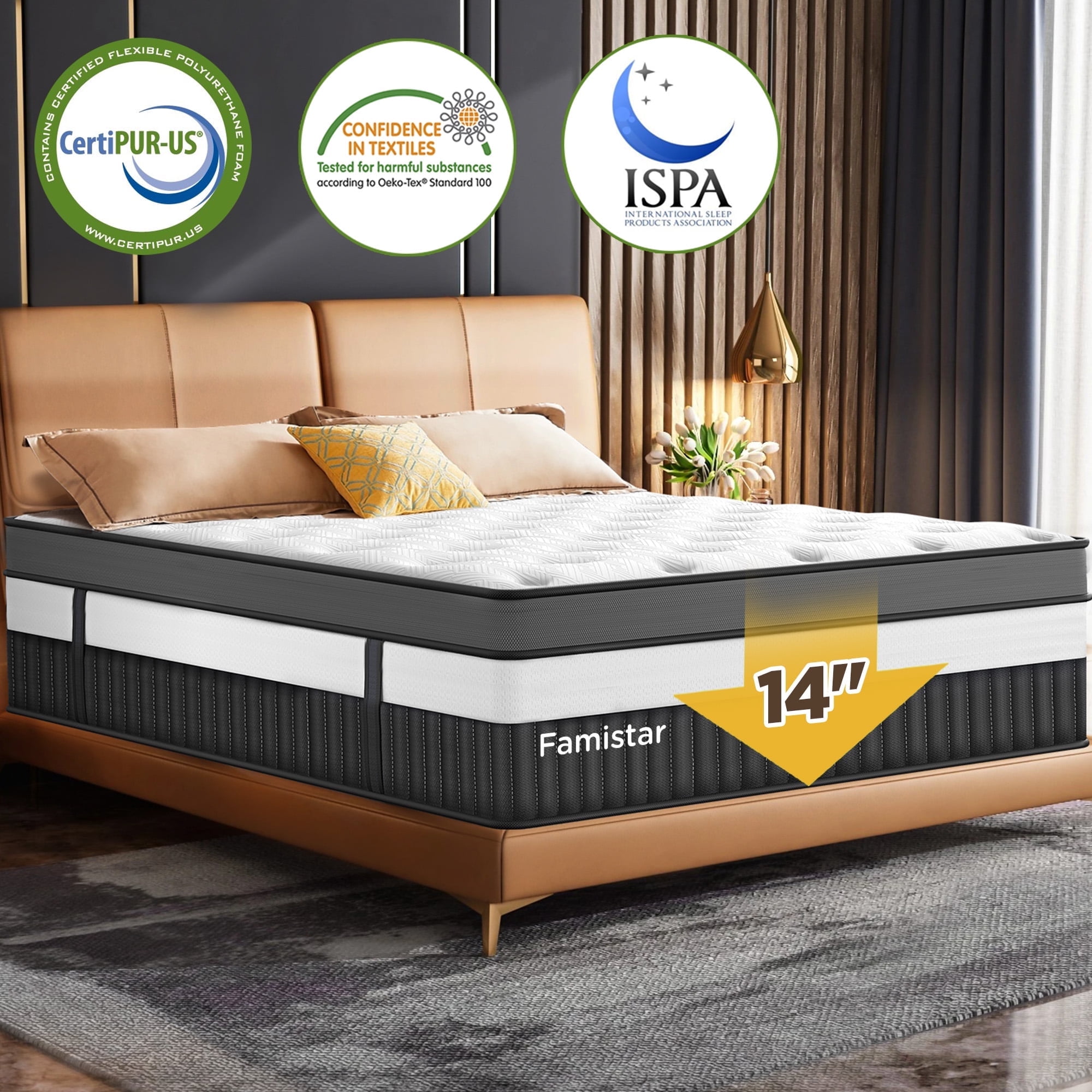 Campmoy 14 King Mattress Hybrid Memory Foam Mattress and Pocket Spring Mattress in a Box
