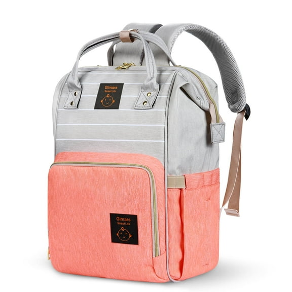 Diaper Bag Backpack, Large Capacity Travel Baby Backpack Bags Multi-Functional Maternity Nappy Bag, Breathable Shoulder Strap Waterproof with Insulated Pockets,Orange