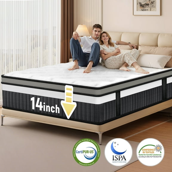 King Mattress, 14 In King Mattress Memory foam, King Mattress in a Box, Breathable Certified Safe Foams & Fabric, Zoned Pressure Relief