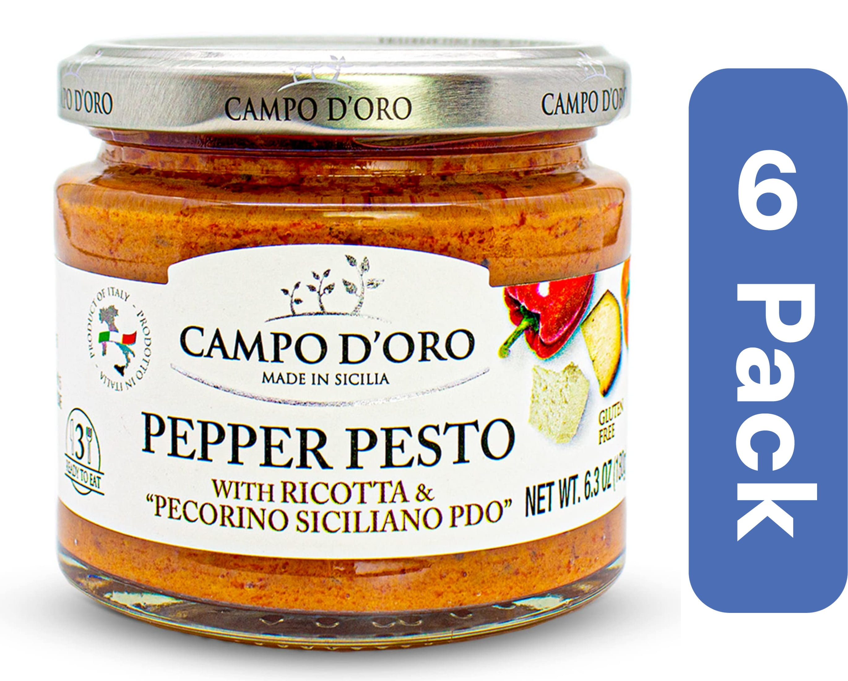 Campo D'oro Pepper Pesto Sauce 6.3 oz (Pack Of 6)