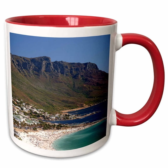 3drose, Camps Bay Beach and Twelve Apostles, Cape Town, South Africa., 11oz Two-tone Red Mug