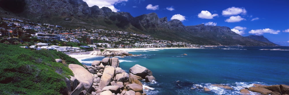 Camps Bay with Twelve Apostles Mountain Range in the background Cape Town Western Cape Province South Africa Canvas Art - Panoramic Images (27 x 9)