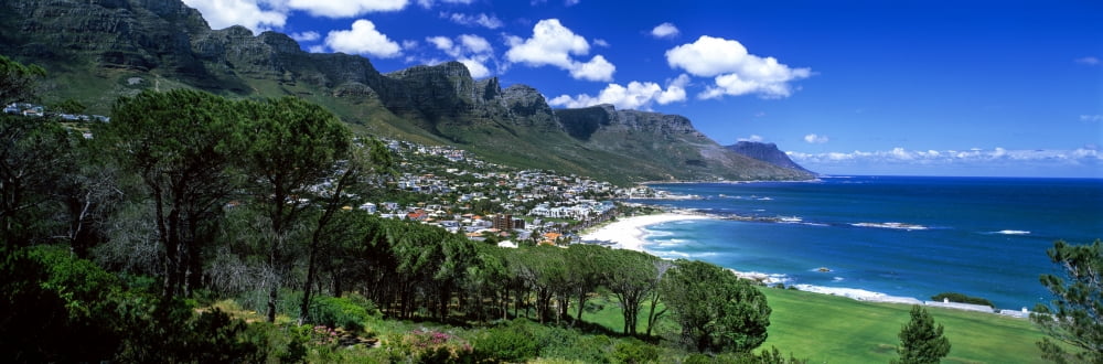 Camps Bay with Twelve Apostles Mountain Range in the background Cape Town Western Cape Province South Africa Canvas Art - Panoramic Images (27 x 9)