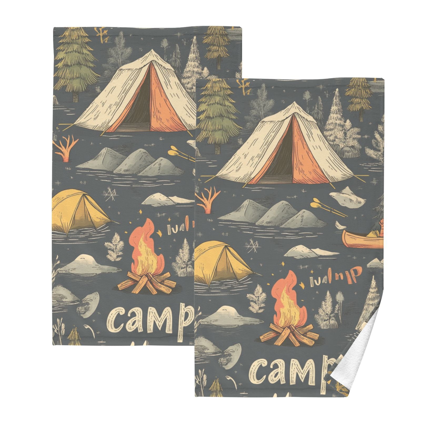 Camps Trees Hand Towels Cotton Bath Towels Large Face Towels Absorbent for Bathroom 2 Packs