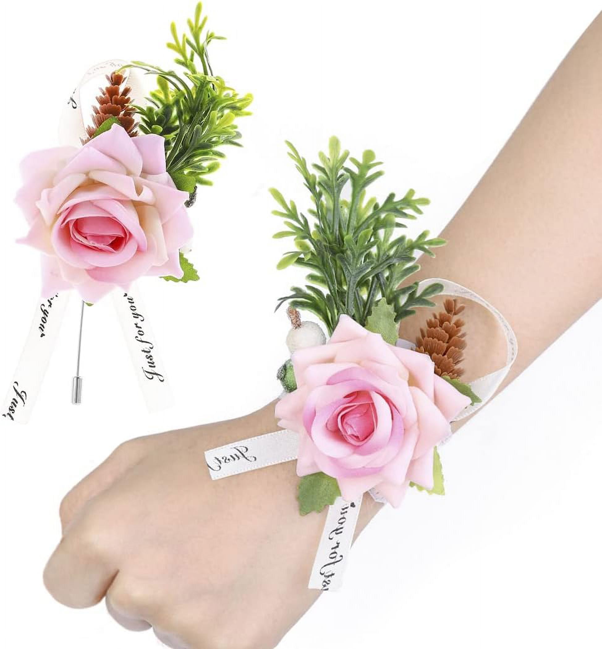 Double Rose Corsage Buttonhole for Wedding, Groom, Guests