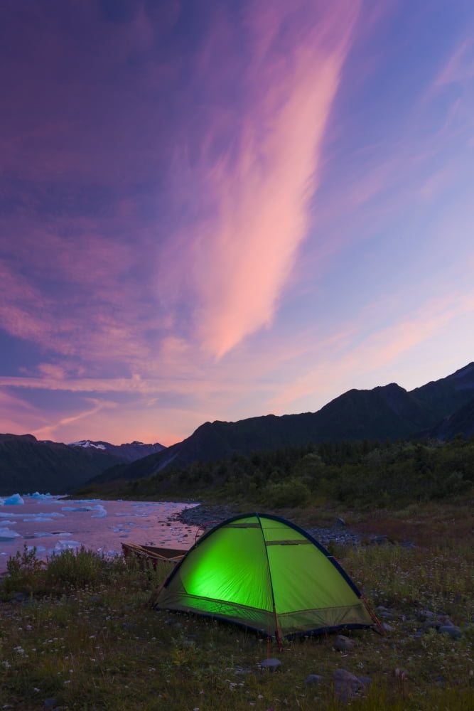 Campsite with mountains in the background Canvas Art - Michael DeYoung Design Pics (11 x 17)