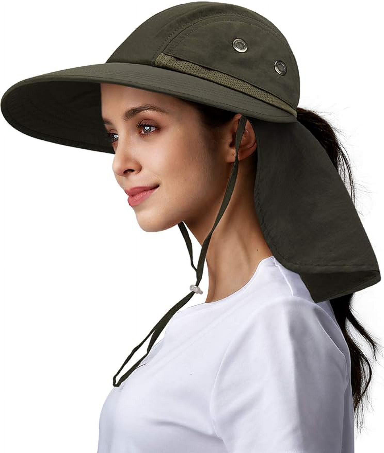 camptrace Safari Hat Wide Brim Fishing Hat with Neck Flap for Women  Ponytail Packable UPS UPF 50+ for Hiking Hunting Camping Sun Protection  Capâââ€š¬¦ Light Beige : : Clothing & Accessories