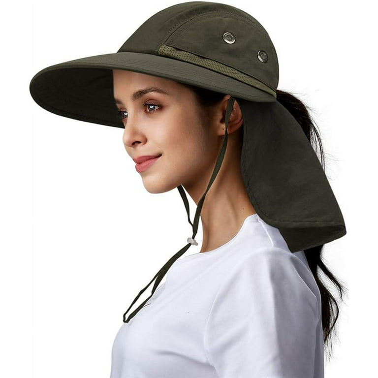 Camptrace Wide Brim UPF 50+ Hiking Fishing Gardening Hat with Neck Flap Sun  Protection Outdoor Safari Hats for Women Nylon