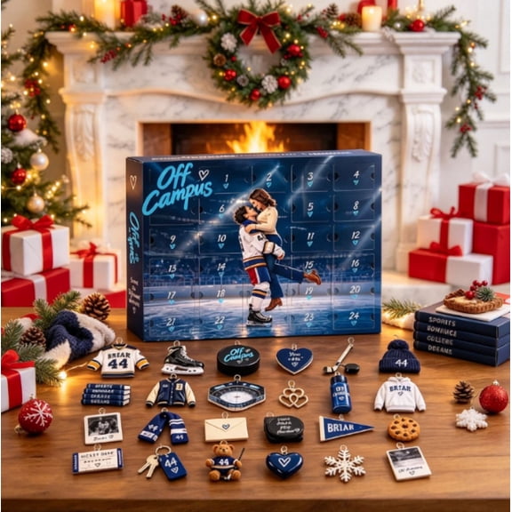 Off Campus Advent Calendar 2026 for Fans, 24 Day Sports Theme Advent Calendar with Mini Collectible Charms, Holiday Countdown Surprise Box, Christmas Tree Ornament Gift Set for Collection Fans