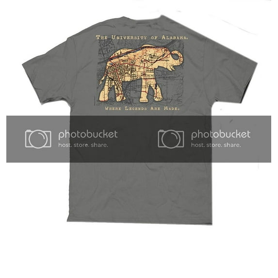 Campus Collection Alabama Map Elephant SS T-shirt-Gray-xxxl