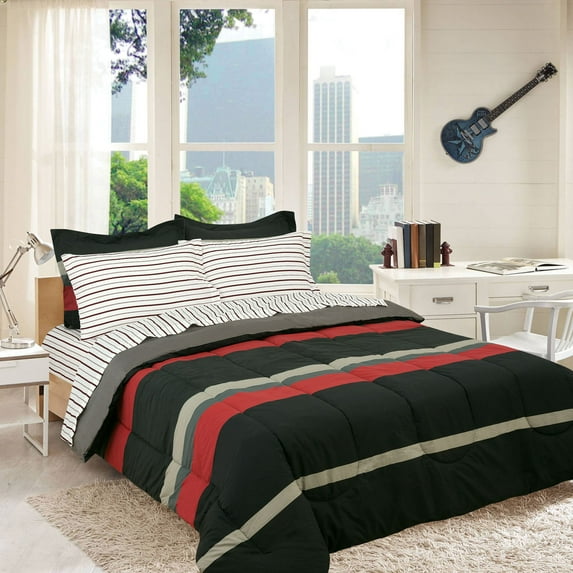 Campus Colors Rugby Stripe Reversible Bed in a Bag by Royale Linens