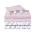 thumbnail image 1 of Campus Comforts by New Sega Home 2-Pack Microfiber Sheet Set, One Print, One Solid, Waterfall, Pink, Full, 1 of 8