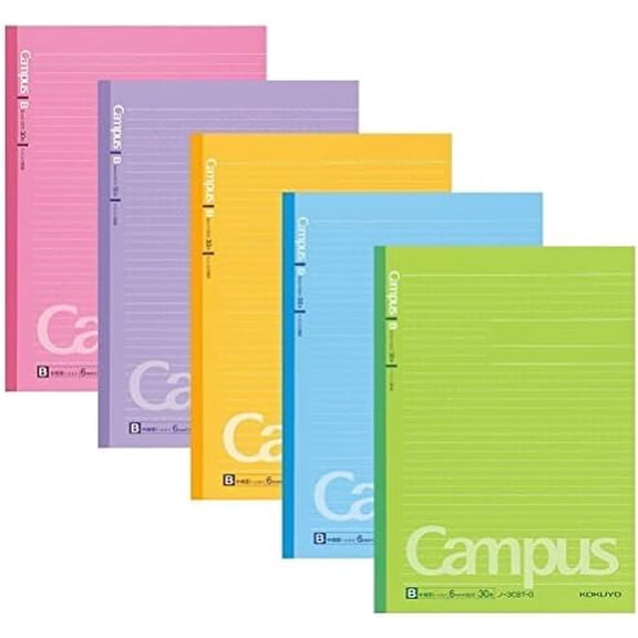 Campus Composition Notebooks, 5 Pack Semi-B5 Comp Book with B 6mm Ruled, 30 Sheets, Classic School Lined Notebook, Journal Notebook for Women Work Study Note Taking (NO-3CBNx5)