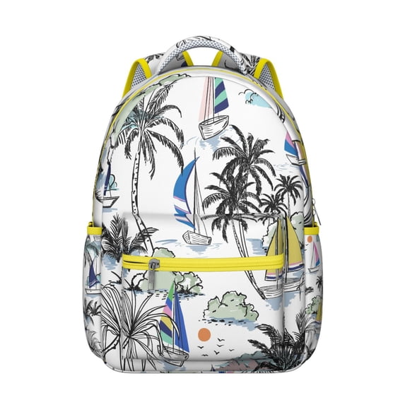 Campus Essential Hawaii Tropical Wind Palm Leaves Backpack: Perfect Gift for Students, Durable Lightweight Laptop Daypack for High School and College, Large Capacity