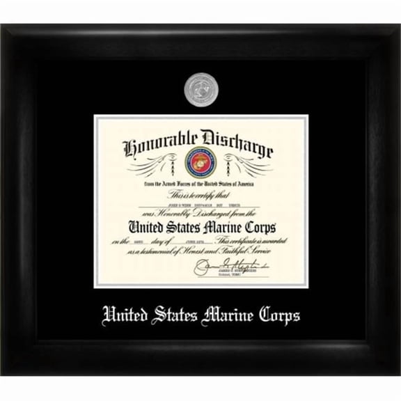 Patriot Frame's Marine 8.5x11 Discharge Black Frame Silver Medallion