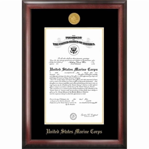 Campus Image MACG001 Marine Corp Commission Frame Gold Medallion