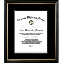 Campus Images PBGTBB011014 10 x 14 in. Petite Certificate Frame with Double Black Mats, Black Gold Trim