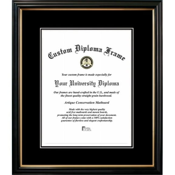 Campus Images PBGTBB011014 10 x 14 in. Petite Certificate Frame with Double Black Mats, Black Gold Trim