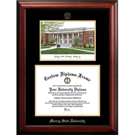 Campus Images KY984LGED-1411 11 x 14 in. Murray State University Gold Embossed Diploma Satin Mahogany Frame with Lithograph