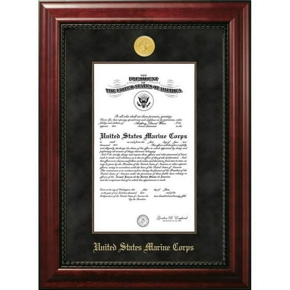 Campus Images 11 x 14 in. Patriot Frames Marine Certificate Executive Frame with Gold Medallion & Mahogany Filet