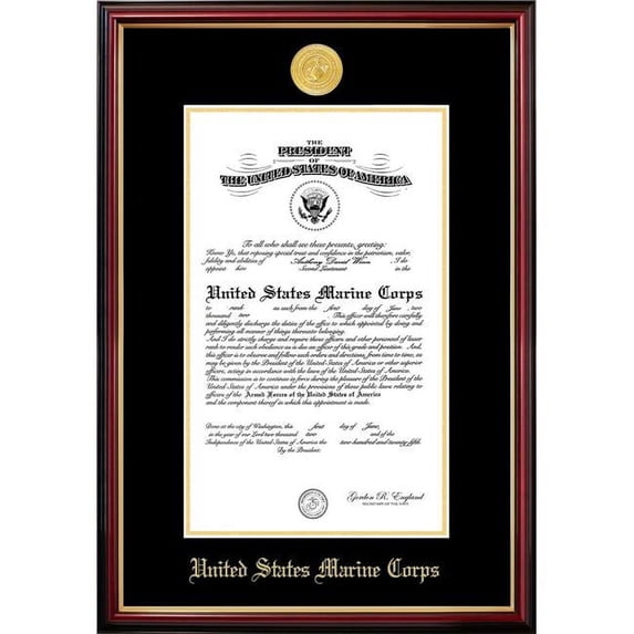 Campus Images MACPT00111x14 11 x 14 in. Patriot Frames Marine Certificate Petite Mahogany Frame with Gold Medallion