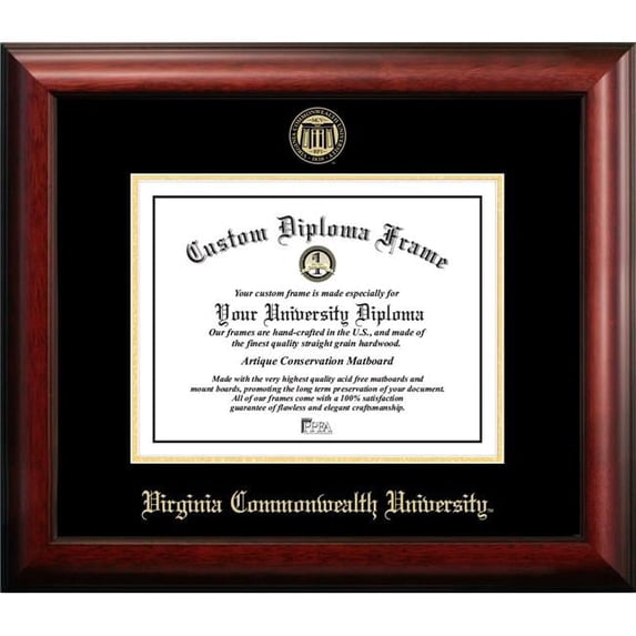 Campus Images VA983GED-1411 11 x 14 in. Virginia Commonwealth University Gold Embossed Diploma Satin Mahogany Frame