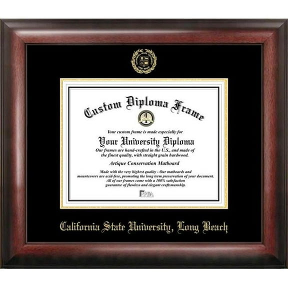 Campus Images CA923GED-1185 11 x 8.5 in. Cal State Long Beach Gold Embossed Diploma Frame - Satin Mahogany