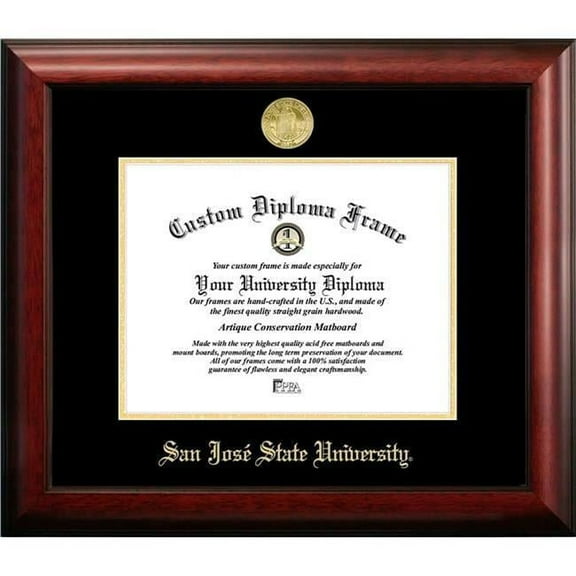 Campus Images CA929GED-1185 11 x 8.5 in. San Jose State University Gold Embossed Diploma Frame - Satin Mahogany