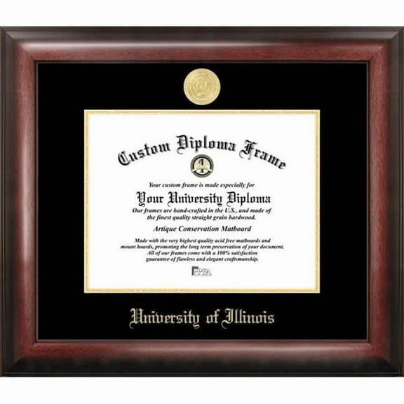 Campus Images IL976GED-1185 11 x 8.5 in. University of Illinois Urbana-Champaign Gold Embossed Diploma Frame - Satin Mahogany