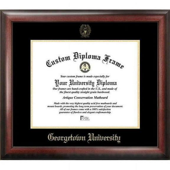 Campus Images DC996GED-1714 17 x 14 in. Georgetown University Gold Embossed Diploma Frame with Lithograph - Satin Mahogany