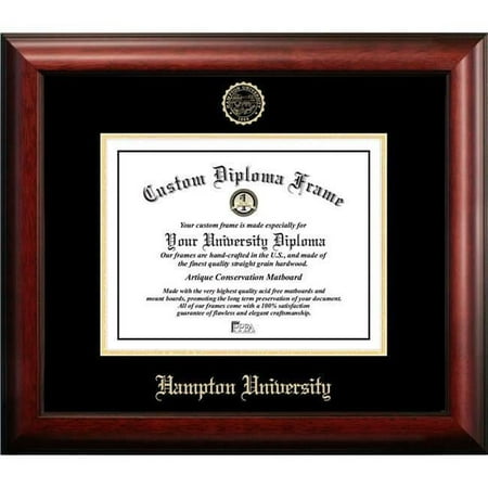 Campus Images 8.5 x 11 in. Hampton University Gold Embossed Diploma Satin Mahogany Frame