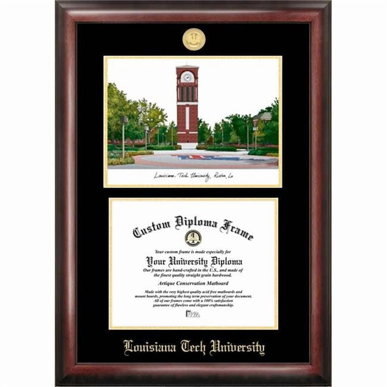 Campus Images LA988LGED-1185 8.5 x 11 in. Louisiana Tech University Gold Embossed Diploma Satin Mahogany Frame with Lithograph