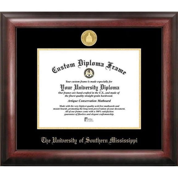 Campus Images MS998GED-1185 8.5 x 11 in. Southern Mississippi Gold Embossed Diploma Satin Mahogany Frame