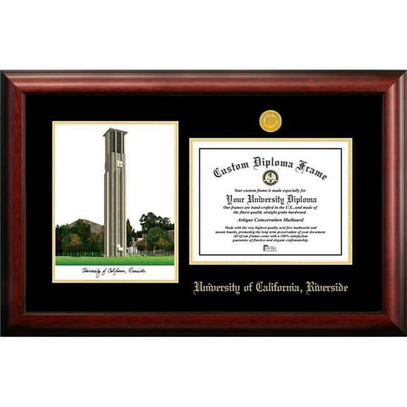 Campus Images  8.5 x 11 in. UC Riverside Gold Embossed Diploma Satin Mahogany Frame with Lithograph