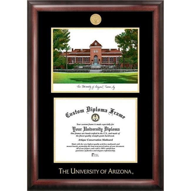 Campus Images AZ996LGED-1185 8.5 x 11 in. University of Arizona Gold Embossed Diploma Satin Mahogany Frame with Lithograph