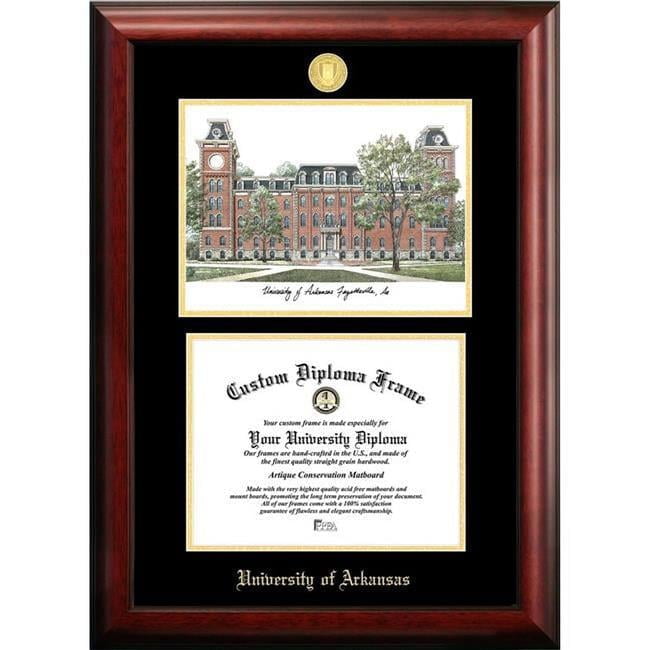 Campus Images AR999LGED-1185 8.5 x 11 in. University of Arkansas Gold Embossed Diploma Satin Mahogany Frame with Lithograph