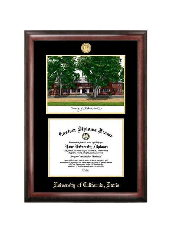 Campus Images  8.5 x 11 in. University of California, Davis Gold Embossed Diploma Satin Mahogany Frame with Lithograph