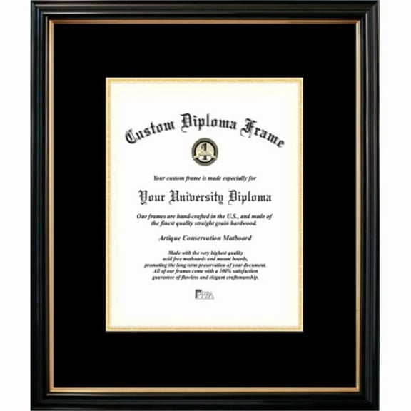 Campus Images PBGTBG01810 8 x 10 in. Petite Certificate Frame with Black & Gold Mats, Black Gold Trim